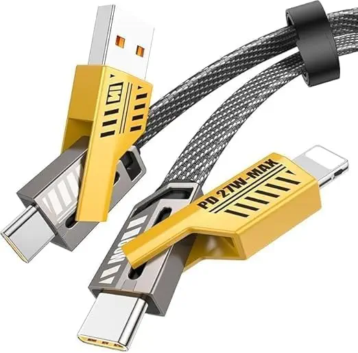 سعر ومواصفات كابل شحن سريع 4 في 1، 65 واط USB-C مع USB-A و(27 واط)، شحن متعدد ملائم، نقل بيانات، طول 1 متر (B0H46SNX2D) على Amazon EG