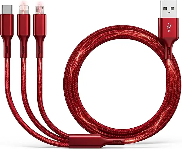 سعر ومواصفات كابل شحن متعدد 3 في 1 من النايلون المضفر المنافذ USB لشحن أجهزة متعددة للشحن السريع ومتوافق مع معظم الموبايلات وأجهزة التابلت (B0D8ZPGBKZ) على Amazon EG