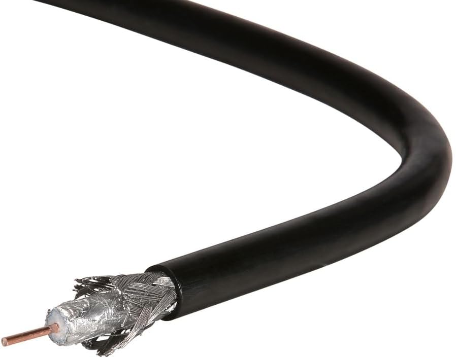 سعر ومواصفات كابل محوري RG6 9116-75 اوم من بيلدن، ستيل مطلي بالنحاس 18 ايه دبليو جي، درع مزدوج، غلاف بلاستيك بي في سي - لكابل التلفزيون والستالايت وكاميرات المراقبة وتلفزيون HD والإنترنت - أسود، 50 متر (B0F948L1X7) على Amazon EG