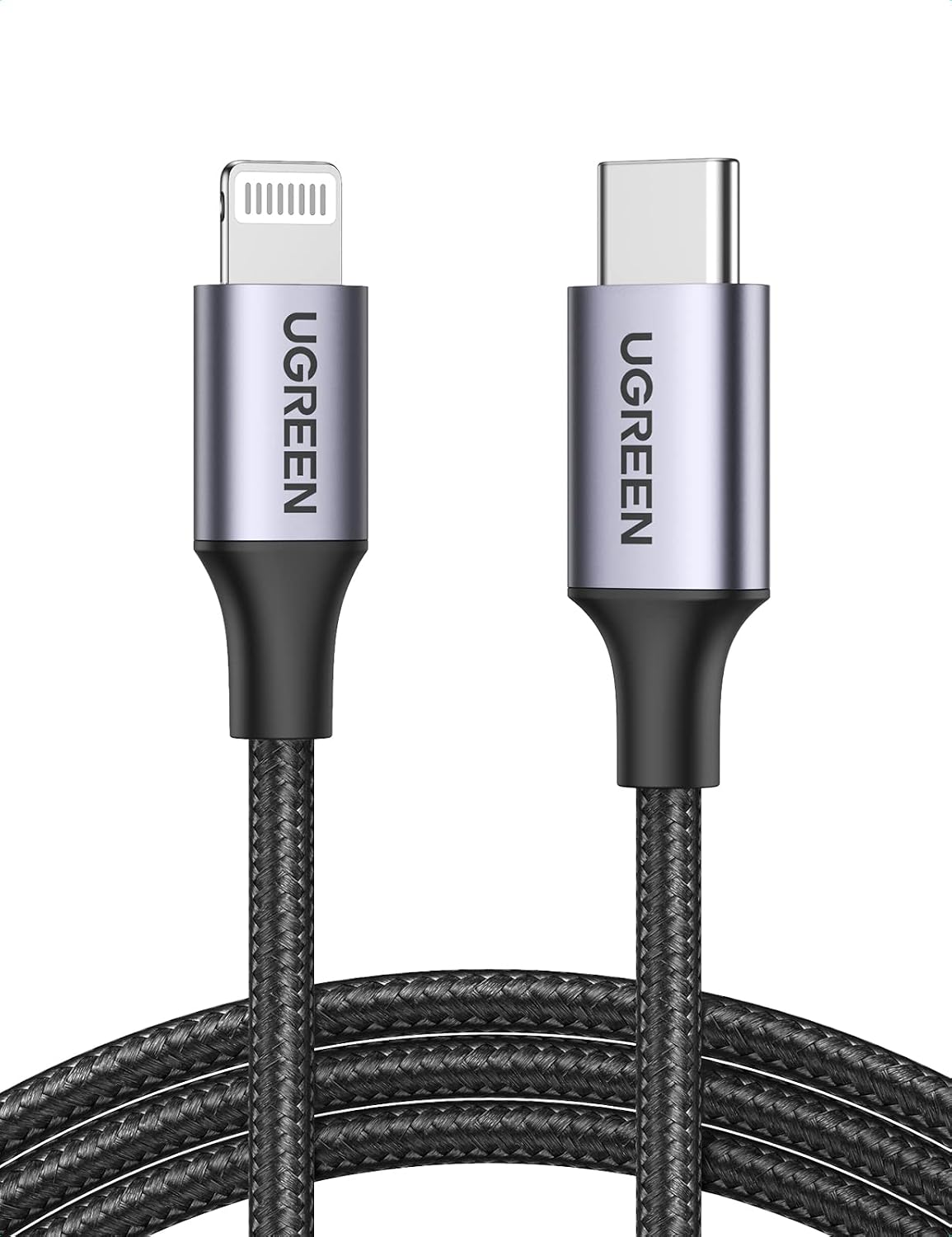 سعر ومواصفات كابل محول من USB النوع سي الي لايتنينج معتمد ابل يوجرين مضفر بالنايلون للشحن السريع ثاندربولت، 3-2 متر، أسود (B07Q4S17BH) على Amazon EG