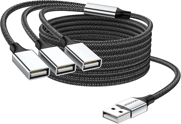 سعر ومواصفات كابل مقسم USB 3 في 1، مقسم طاقة USB 1 ذكر إلى 3 أنثى USB 2.0 محول 1 إلى 3 USB، كابل تمديد USB متعدد المنافذ للشحن/نقل البيانات/اللابتوب/ماك من موجود (B0C4FJZXDD) على Amazon EG