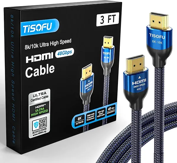 سعر ومواصفات كابل من تيسوفو بطول 3 قدم نوع HDMI متوافق مع 8K & 4K TV و HDTV و PC و لابتوب و مونيتور و إكس بوكس و DVD بلاير (B09DXYPH52) على Amazon EG
