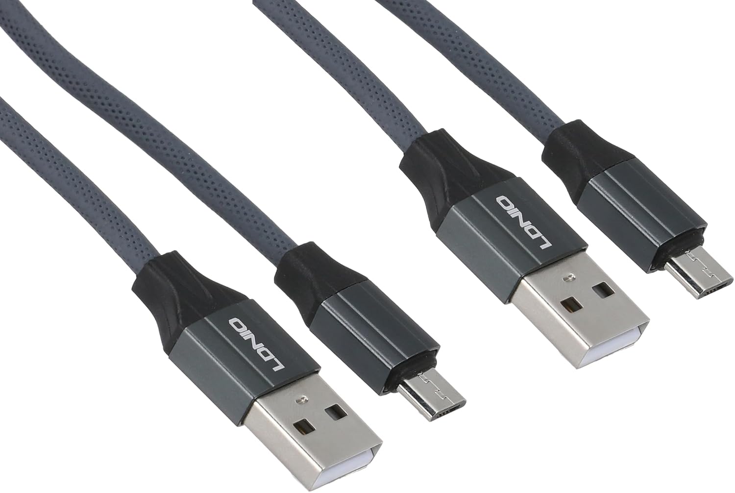 سعر ومواصفات كابل موبايل Ls442 للشحن السريع، كابل Micro USB 2.4 امبير بطول 2 متر من لدنيو - رمادي (قطعتان)، (هاتف ذكي، محول الشحن) (B0C43LT288) على Amazon EG