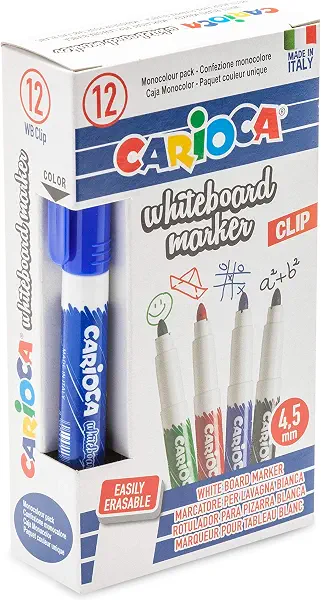 سعر ومواصفات كاريوكا قلم تحديد للسبورة البيضاء قابل للمسح أزرق عدد 12 (B07HG61KC8) على Amazon EG