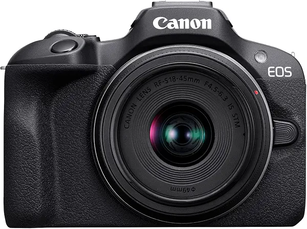 سعر ومواصفات كاميرا EOS R100 بدون مراية مع مجموعة عدسة RF-S18-45mm F4.5-6.3 IS STM، مستشعر سيموس (APS-C) بدقة 24.1 ميجابكسل، تصوير فيديو بدقة 4K، قاعدة عدسات RF من كانون، أسود (B0C5PGRP7V) على Amazon EG