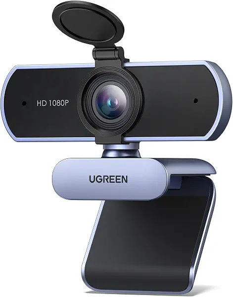 سعر ومواصفات كاميرا ويب FHD 1080P 30FPS من يوجرين، بمنفذ USB وميكروفونين بخاصية إلغاء الضوضاء مدمجة ودوران 360 درجة وخاصية التشغيل تحت ويندوز وماك ولينكس وتدعم بث يوتيوب وسكايب ومكالمات فيديو زووم، شفاف (B0C76ZD7KV) على Amazon EG