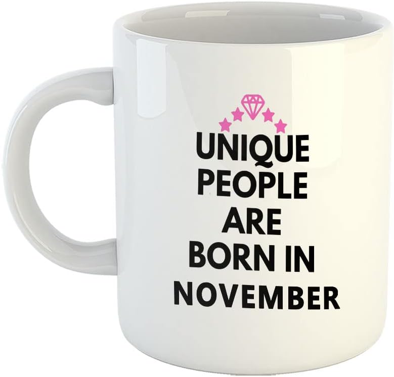 سعر ومواصفات كوب قهوة سيراميك مطبوع بعبارة Happy Birthday Wishes for November - Unique People are Born in Nov، هدايا للاصدقاء وللرجال وللاخ والابن بسعة 325 مل (11 اونصة)، 1237 من هابو- ابيض (B09K8122KX) على Amazon EG