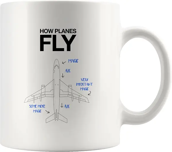 سعر ومواصفات كوب قهوة سيراميك مطبوع بعبارة «How Planes Fly Pilot» لمهندس الطيران والفضاء والطلاب والطائرة والميكانيكي والقباطنة والمضيفات ولحفلات التخرج والمسافرين، كوب قهوة من السيراميك من بانفولا، 325 مل، أبيض (B09P3S2NKS) على Amazon EG