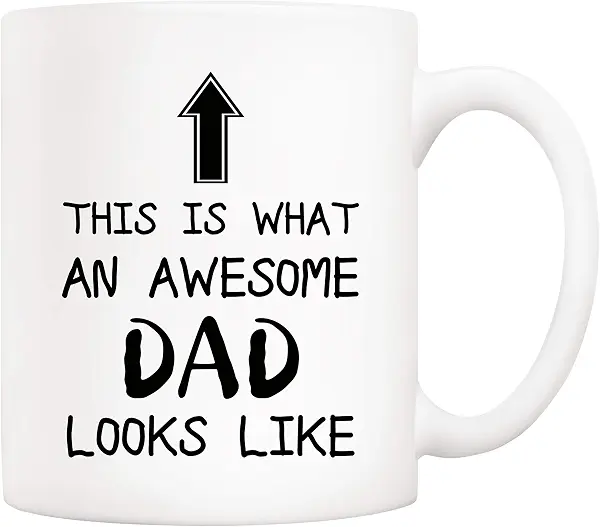سعر ومواصفات كوب قهوة مرح من 5 اوب مطبوع عليه عبارة This Is What an Awesome Dad Looks Like، أكواب مبتكرة سعة 11 أونصة من الابنة والابن والأطفال، هدايا عيد ميلاد للأب والزوج والرجال (B07HJ914C2) على Amazon EG