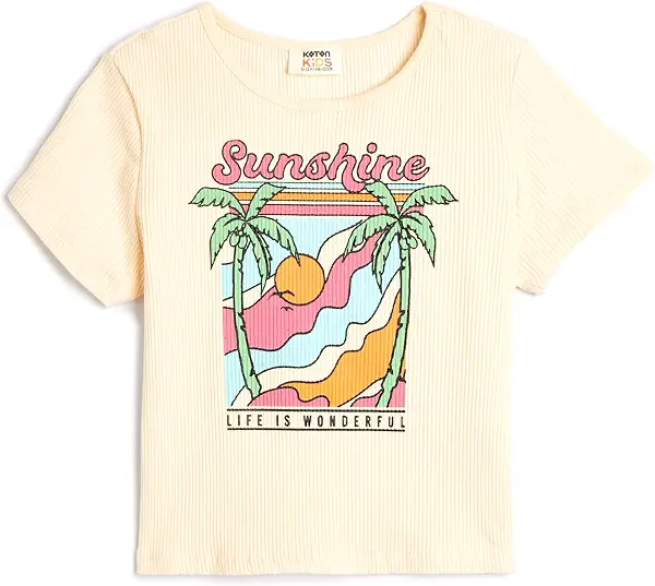 سعر ومواصفات كوتون KOTON Girls Crop Printed Detail Tshirt (B0CRCG9LQK) على Amazon EG
