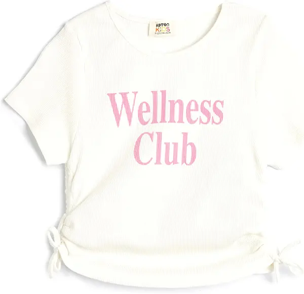 سعر ومواصفات كوتون KOTON Girls Crop Ribbed Printed Tshirt (B0CRDWFD6D) على Amazon EG