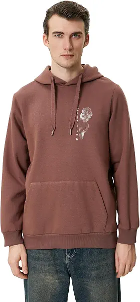 سعر ومواصفات كوتون KOTON mens Back Printed Kangaroo Pocket Hoodie (B0CTKC83BB) على Amazon EG