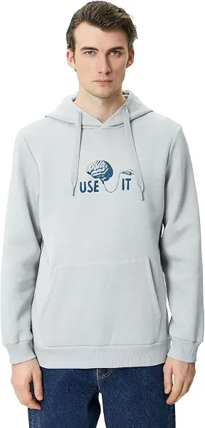 سعر ومواصفات كوتون KOTON mens Back Printed Kangaroo Pocket Hoodie (B0CTKDP1NP) على Amazon EG