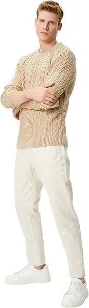 سعر ومواصفات كوتون KOTON mens Crew Neck Textured Knitted Long-Sleeves Pullover (B0CHP4X34Z) على Amazon EG