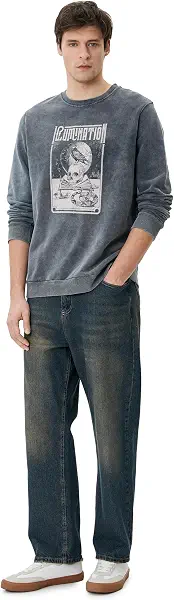 سعر ومواصفات كوتون KOTON mens Skull Printed Washed Effect Sweatshirt (B0D3B4K1X6) على Amazon EG