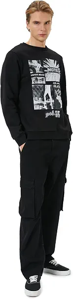 سعر ومواصفات كوتون KOTON mens Slogan Printed Long Sleeve Crew Neck Sweatshirt (B0CRFSG1F4) على Amazon EG