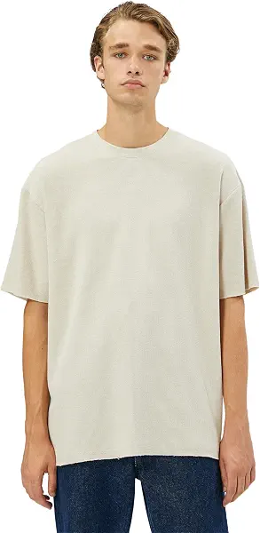 سعر ومواصفات كوتون KOTON mens Textured Crew Neck Basic Short Sleeve T-Shirt T-Shirt (pack of 1) (B0CHP5C3GF) على Amazon EG