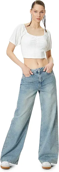 سعر ومواصفات كوتون KOTON womens Cutwork Crop Tshirt (B0CZ2CCM7C) على Amazon EG