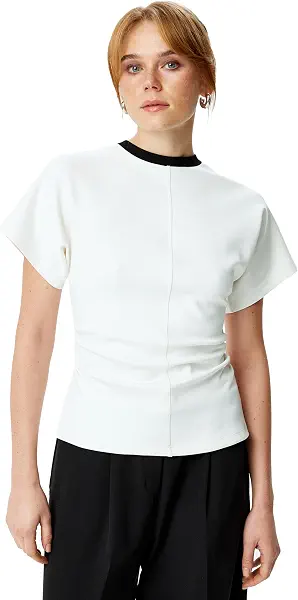 سعر ومواصفات كوتون KOTON Womens Draped Crew Neck T-shirt Modern (pack of 1) (B0DTCCPZML) على Amazon EG