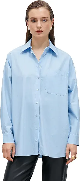 سعر ومواصفات كوتون KOTON womens Pocket Detail Oversized Shirt (B0C7QT17WY) على Amazon EG