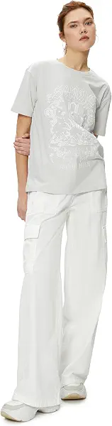 سعر ومواصفات كوتون KOTON womens Printed Short Sleeve Crew Neck Tshirt (B0CSSGBWG5) على Amazon EG
