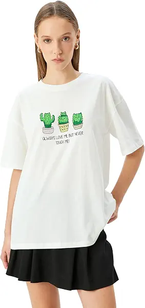 سعر ومواصفات كوتون KOTON Womens Printed T-Shirt Modern (B0DRT3GB9J) على Amazon EG