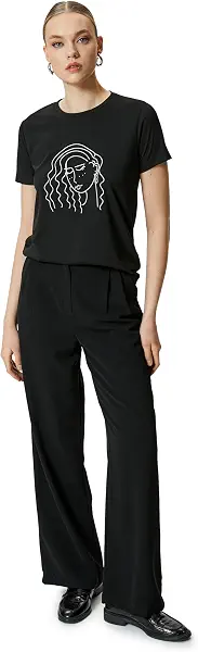 سعر ومواصفات كوتون KOTON womens Short Sleeve Crew Neck Printed Tshirt (B0CRDTQB7S) على Amazon EG