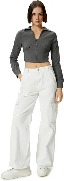سعر ومواصفات كوتون KOTON womens Slim Fit Crop Blouse (B0CV52NQFH) على Amazon EG