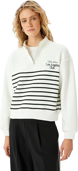 سعر ومواصفات كوتون KOTON womens Striped Half Zipper Sweatshirt Sweatshirt (pack of 1) (B0DRT2PY6B) على Amazon EG