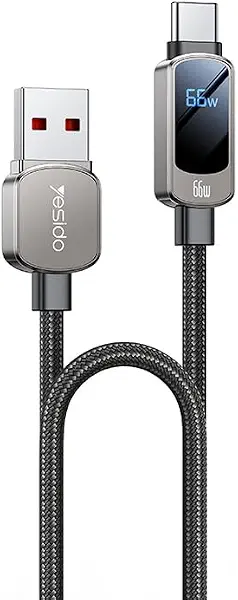 سعر ومواصفات كيبل USB A الى USB C من نيكست ستور CA128C بقدرة 66 واط مع شاشة LED، شحن سريع، كيبل سرعة نقل بيانات مضفر بطول 1.2 متر، متوافق مع سامسونج وهواوي والاجهزة الاخرى من النوع سي (B0FS7FTS49) على Amazon EG