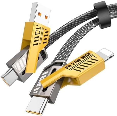 سعر ومواصفات كيبل لايتنينج USB C من اكس كيه سي زد، شحن سريع 4 في 1، 65 واط، كيبل شاحن من النوع ايه الى متعدد المنافذ لاجهزة ايفون وايباد وسامسونج، 3 قدم (B0GSP2L6D8) على Amazon EG