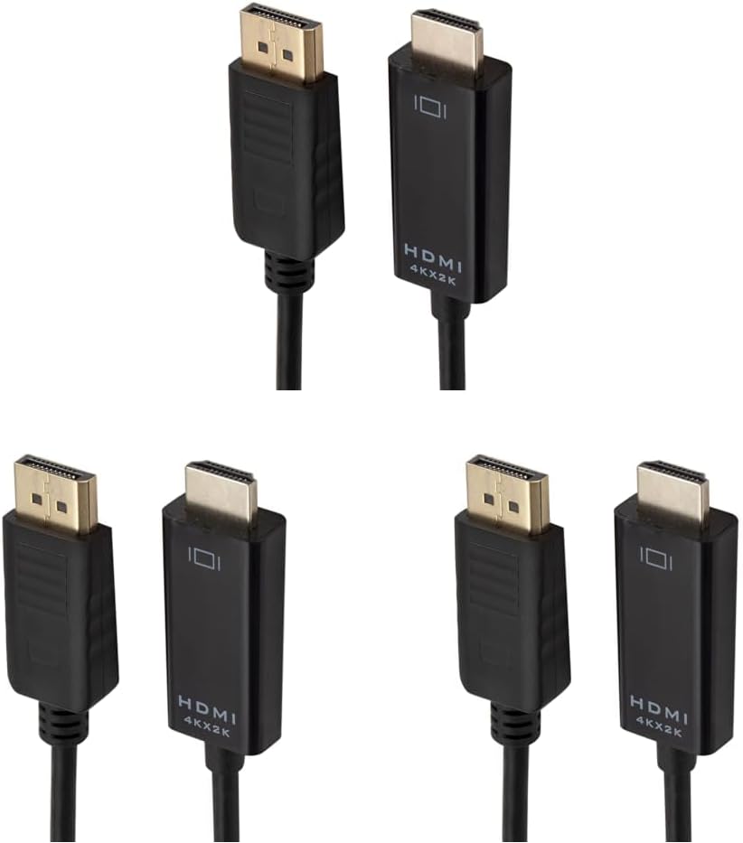 سعر ومواصفات كيبل منفذ عرض 4K الى HDMI - اسود (1.5 متر) (عبوة من 3 قطع) (B0HLDTVZ5D) على Amazon EG