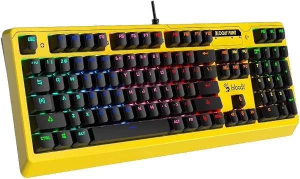 سعر ومواصفات كيبورد ألعاب ميكانيكي بإضاءة RGB - مفتاح أزرق بصري LK بتقنية لايت سترايك - استجابة 0.2 مللي ثانية - غطاء مغناطيسي قابل للفصل - عربي-انجليزي B810RC من بلودي | أصفر (B0CBW6CFP9) على Amazon EG