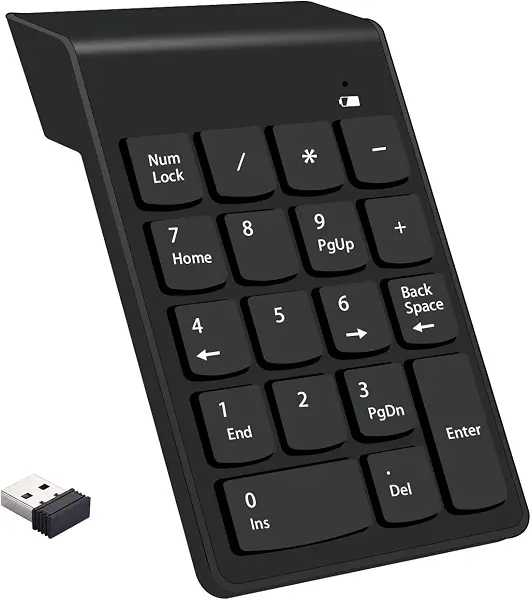 سعر ومواصفات كيبورد ديجيتال لاسلكي محمول بـ18 مفتاح مع مستقبل USB صغير 2.4G للاب توب والنوت بوك والكمبيوتر المكتبي وسيرفيس برو والكمبيوتر - أسود (B08137CG6T) على Amazon EG