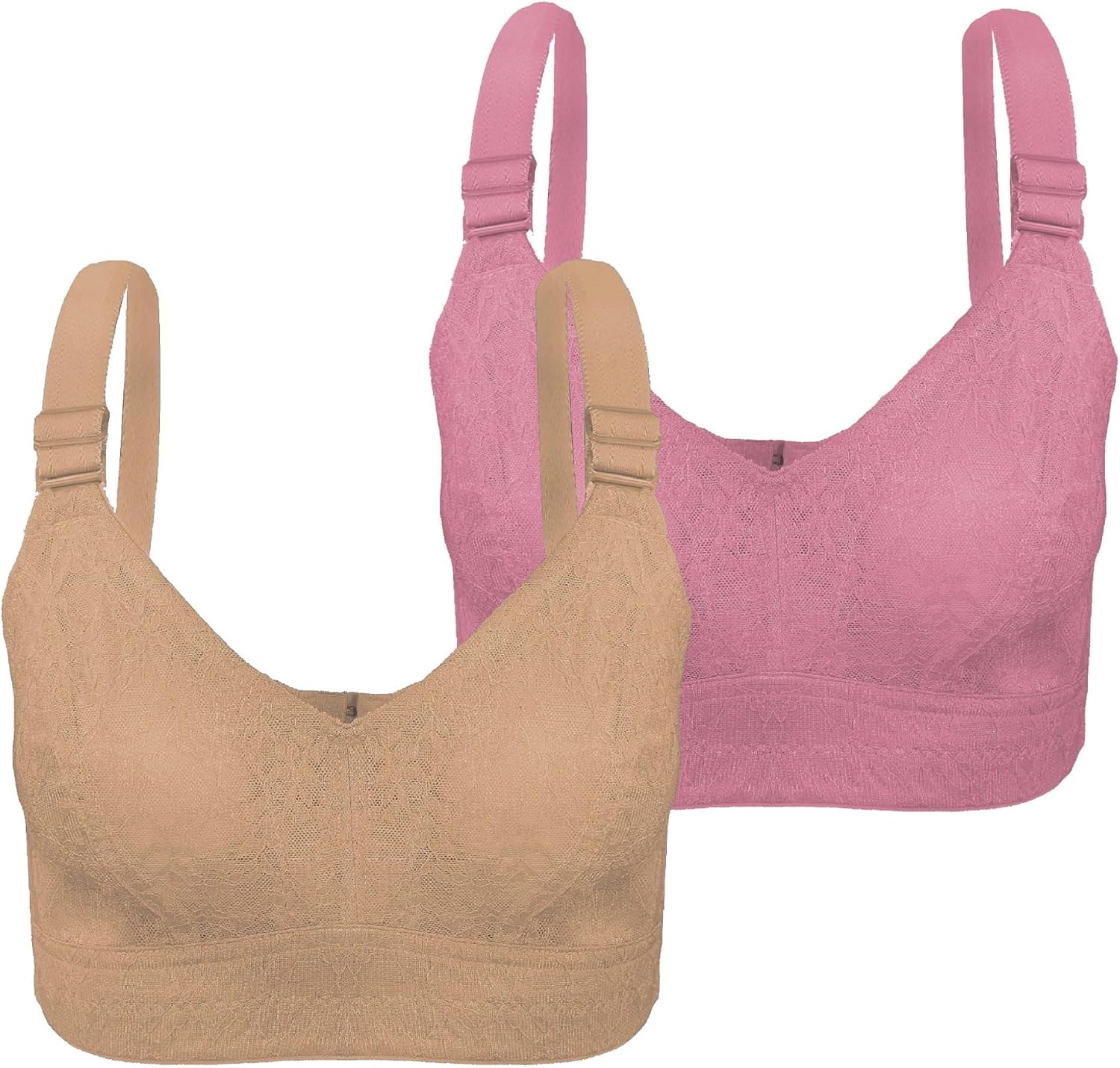 سعر ومواصفات لاسو Lasso Set Of 2 Pieces Super Support Bra Cup C With Lace For Women-Beige&Rose-34 EU (B0HJD864WV) على Amazon EG
