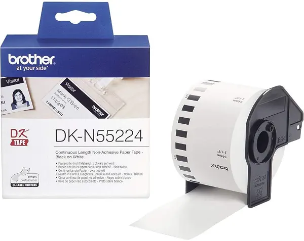 سعر ومواصفات لفة ملصقات DK-N55224 من بروذر ورق بطول مستمر غير لاصق أسود على أصفر ملصق مفردة 54 ملم عرض × 30.48 متر طول لوازم براذر الأصلية (B001V6FRX2) على Amazon EG