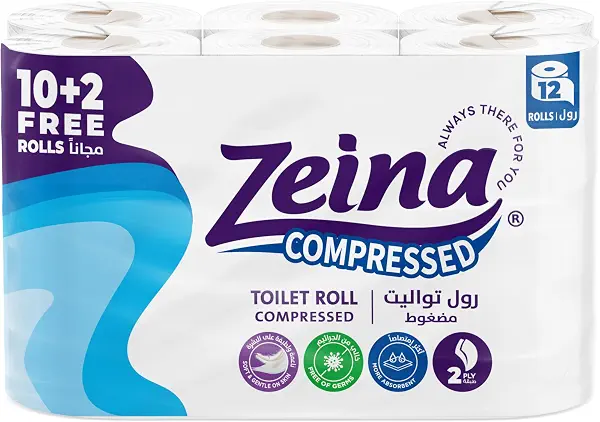 سعر ومواصفات لفة مناديل تواليت مضغوطة من زينة - 12 قطعة (B08WJLH4ML) على Amazon EG