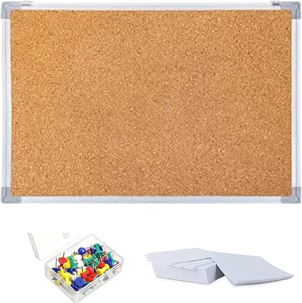 سعر ومواصفات لوح فلين 45 × 60 سم + ورق أبيض + دبابيس ضغط (B0CPM9996T) على Amazon EG