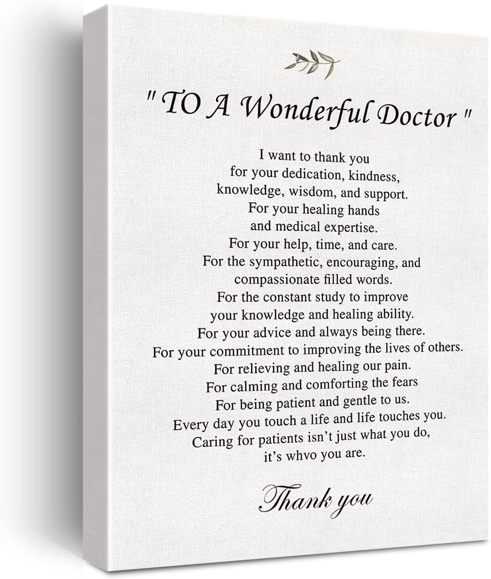 سعر ومواصفات لوحة فنية جدارية قماشية مطبوعة Thank You to a Wonderful Doctor من جيروي، لوحة تقدير الطبيب للمنزل والمكتب هدية مؤطرة، مقاس 29×38 سم (B09Q2N1F6S) على Amazon EG