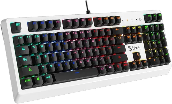 سعر ومواصفات لوحة مفاتيح العاب B810RC ار جي بي مفتاح أزرق بصري - خاصية اللمس والنقر استجابة صفر تأخير مع سرعة لايتنينج - غطاء مغناطيسي قابل للفصل (ابيض) من بلودي (B0CVNJT25S) على Amazon EG