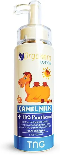 سعر ومواصفات لوشن حليب الجمل + 10% بانثينول من Orgاورغاكيرا - حمض الفا هيدروكسي وفيتامين A وE والكولاجين | لوشن مرطب عميق لتفتيح الجسم | يقلل من التصبغ وندبات حب الشباب والالتهابات | 250 مل (B0FRZ9GLZM) على Amazon EG