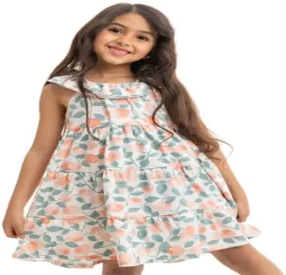 سعر ومواصفات لوفلي لاند Lovely Land Girls Knee-length Dress White Sleeveless Dress With All Over Dress (B0HHK2XPRH) على Amazon EG
