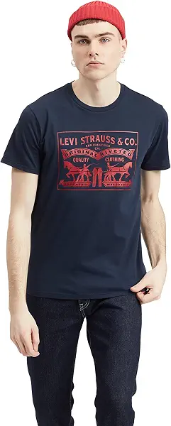 سعر ومواصفات ليفايس Levi's Mens 2HORSE GRAPHIC TEE T-Shirt (pack of 1) (B09QGX6DQV) على Amazon EG