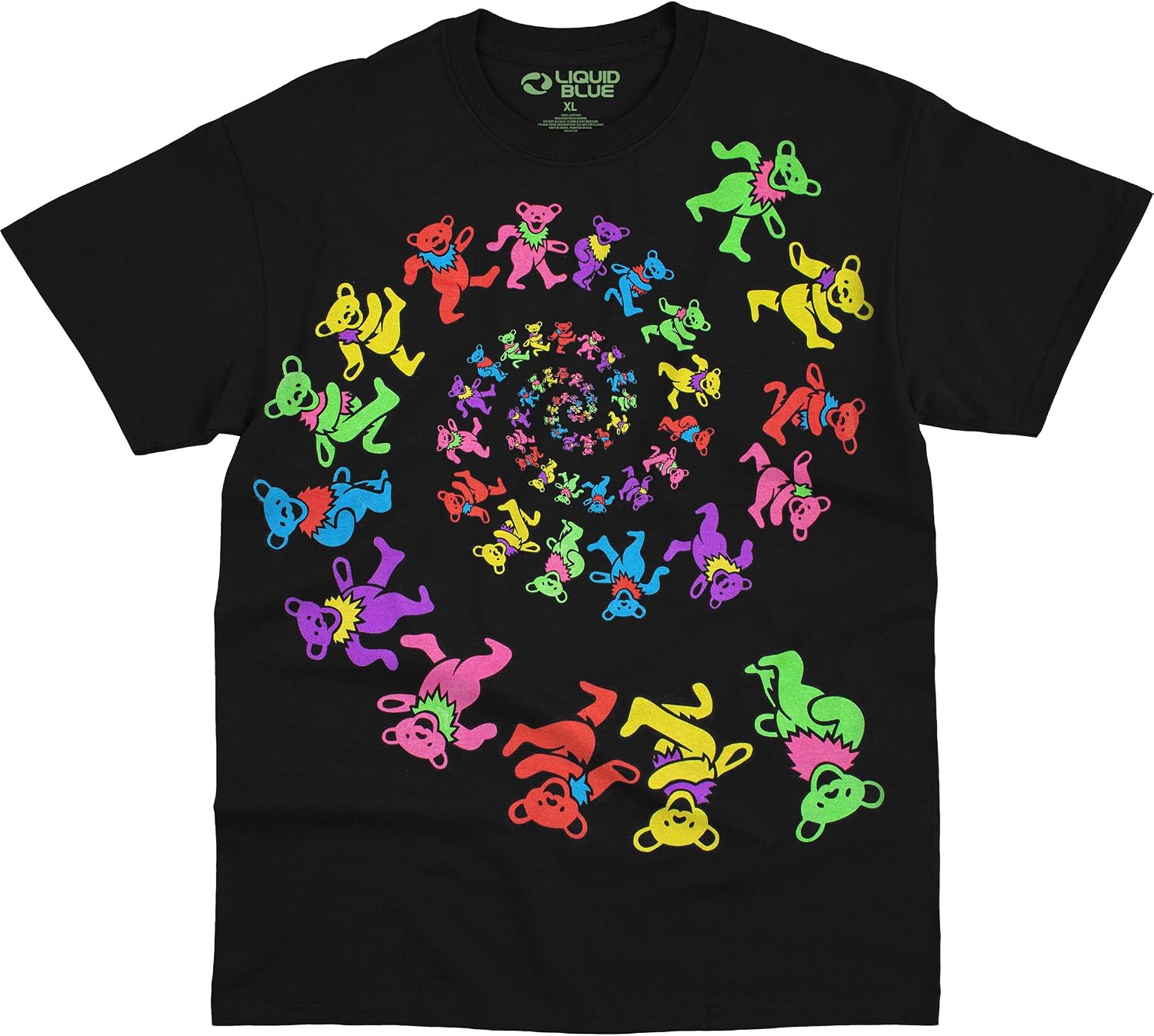 سعر ومواصفات ليكويد بلو تي شيرت مطبوع عليه Grateful Dead Spiral Bears، أسود، مقاس XL (B0851PR75H) على Amazon EG