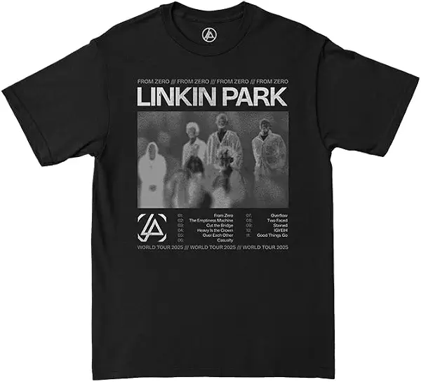 سعر ومواصفات لينكين بارك تي شيرت مطبوع عليه عبارة From Zero Official Merch List Song List Tour (B0DXN3TWWR) على Amazon EG