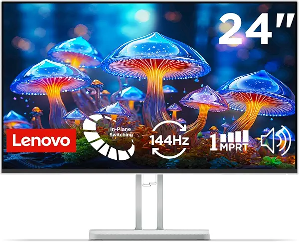 سعر ومواصفات لينوفو شاشة L24-4C فائقة النحافة 24 انش (60.96 سم) FHD IPS 144Hz | 1 مللي ثانية، مكبرات صوت 2×3 واط، AMD فري سينك، 99% sRGB، 1 × HDMI 1.4، 1× VGA| امالة | رمادي | 67DDKAC6IN (B0FX9KJWH2) على Amazon EG