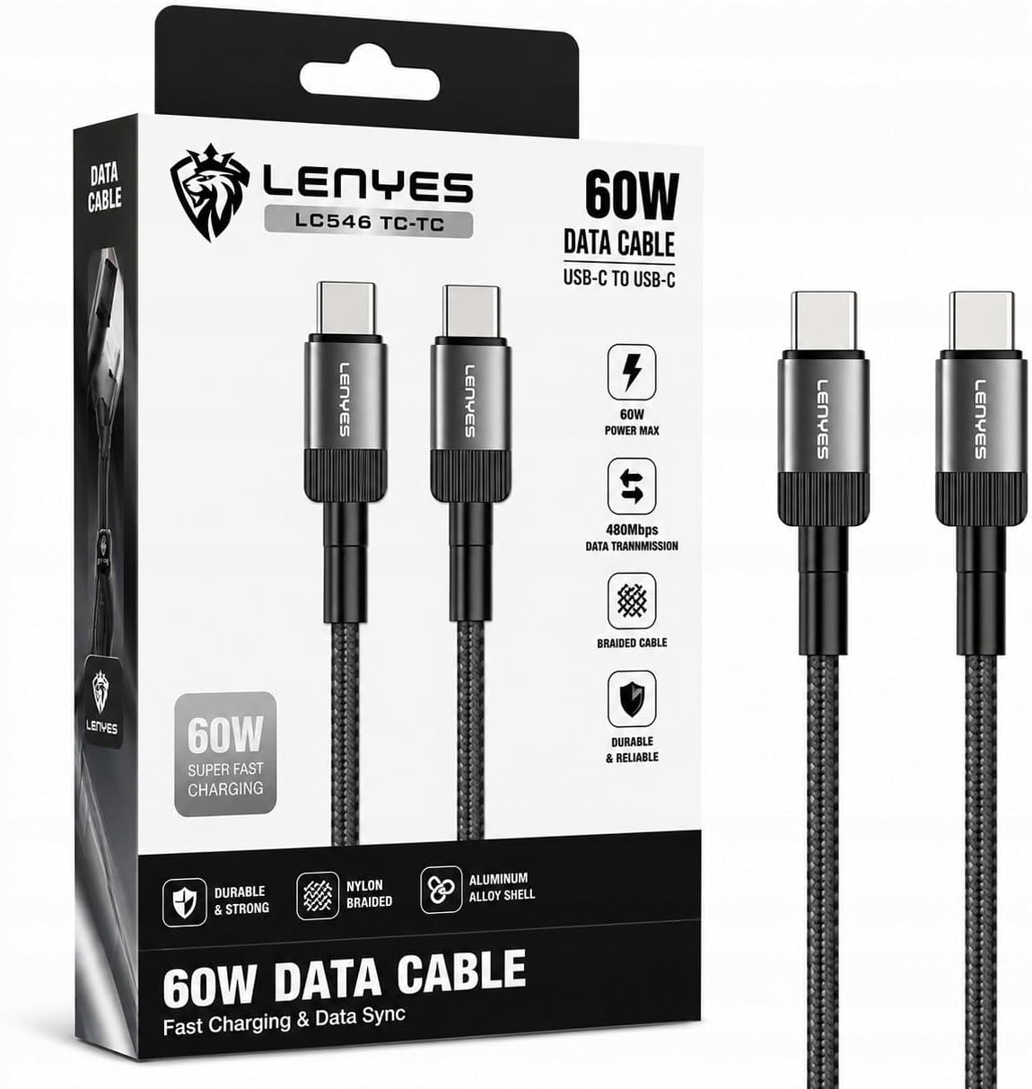 سعر ومواصفات لينيس كيبل LC546 USB-A الى نوع C، شحن سريع 12 واط وكابل نقل بيانات عالي السرعة، تصميم مضفر متين، متوافق مع سامسونج جالكسي وشاومي وهواوي والتابلت، 1 متر، اسود (B0H67R98Q9) على Amazon EG
