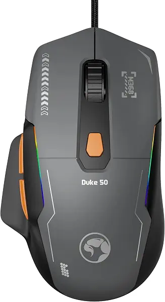 سعر ومواصفات مارفو ماوس العاب 50 RGB من دوكي - مستشعر بصري 12800 نقطة لكل بوصة، معدل تصويب 1000 هرتز، 6 ازرار قابلة للبرمجة، تصميم خفيف الوزن 68 غرام وكيبل مضفر (B0H6GHTJTB) على Amazon EG