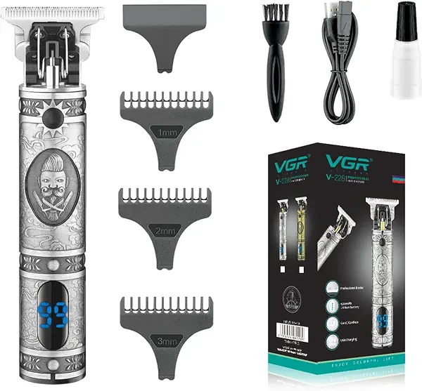 سعر ومواصفات ماكينة حلاقة الشعر الاحترافية V-228 مع شاشة LED وقت التشغيل: 180 دقيقة للرجال (فضي) (B09Y8VBLGQ) على Amazon EG