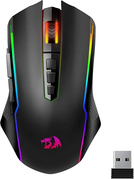 سعر ومواصفات ماوس الألعاب اللاسلكي Redragon M914، ثلاثي الأوضاع (2.4G/USB-C/بلوتوث)، دقة 24000 نقطة في البوصة، إضاءة خلفية RGB، ماوس كمبيوتر لاسلكي قابل لإعادة الشحن لأجهزة الكمبيوتر المحمولة وأجهزة Mac، لون أسود (B0C747G2K8) على Amazon EG